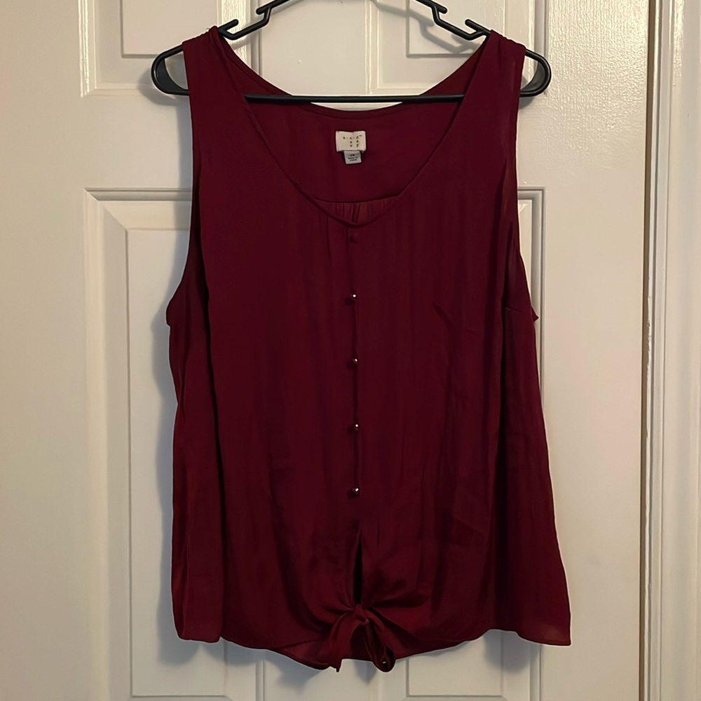 A new day maroon tank